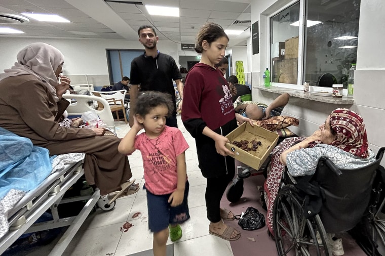 Patients and internally displaced people at al-Shifa hospital in Gaza City on Nov. 10, 2023.