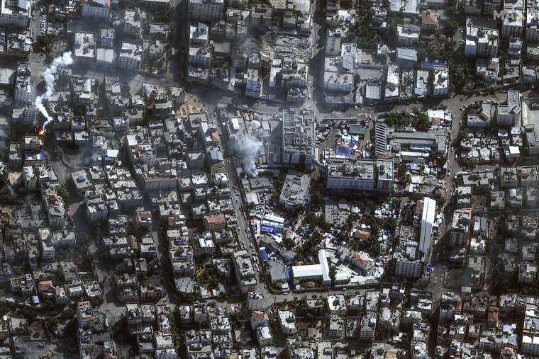 Al-Shifa hospital and surroundings in Gaza City on Nov. 11, 2023. 