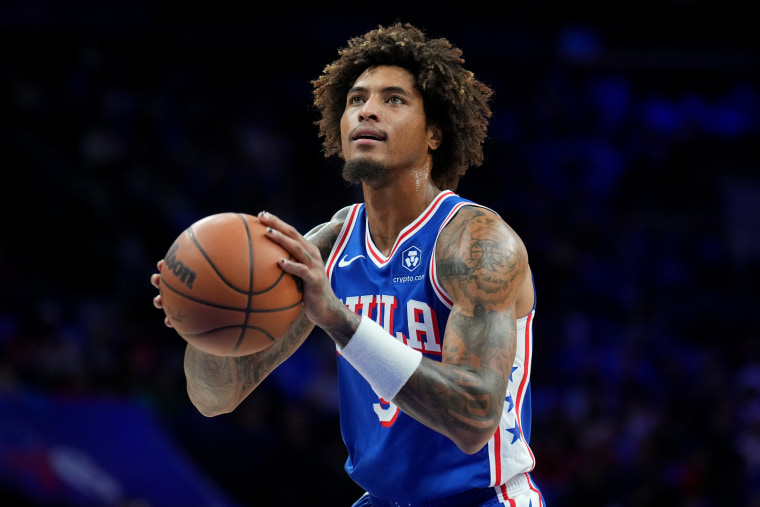 Kelly Oubre Jr. #9 of the Philadelphia 76ers shoots a free throw during the game against the Portland Trail Blazers