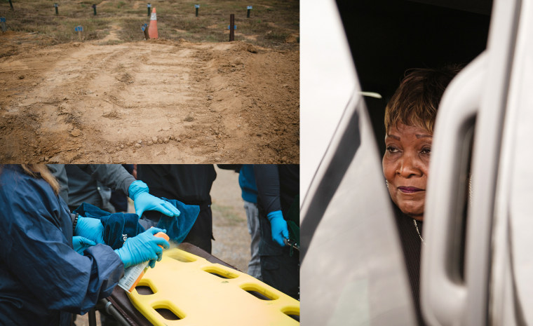 Bettersten Wade at the exhumation of her son, Dexter Wade.