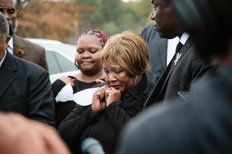 Bettersten Wade at the exhumation of her son, Dexter Wade.