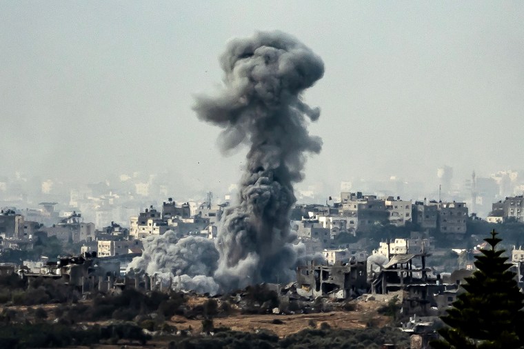 Smoke rises in Gaza.