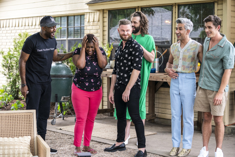 Karamo Brown, Dr Jereka R Thomas-Hockaday, Bobby Berk, Jonathan Van Ness, Tan France, Antoni Porowski in episode 604 of "Queer Eye."