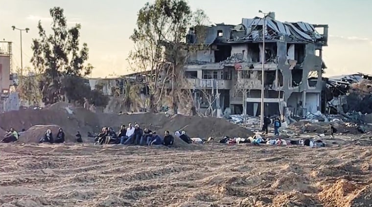 Palestinians on the edge of Gaza City on Wednesday, Nov. 15, 2023. 