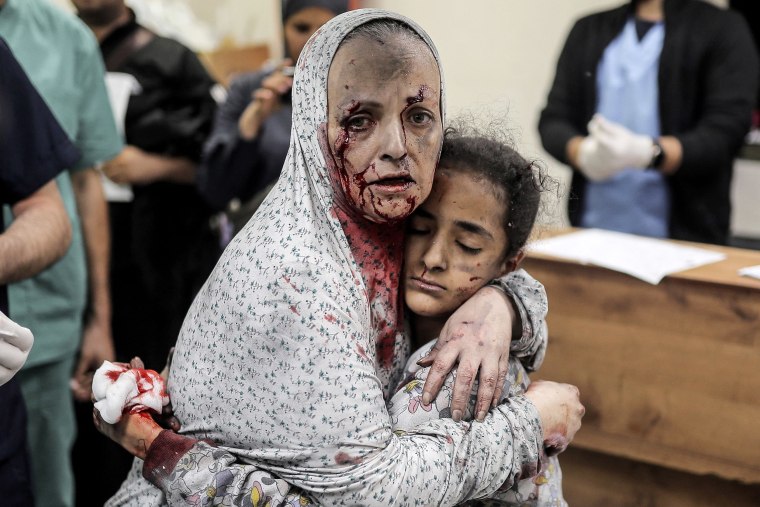 Injured civilians in southern Gaza