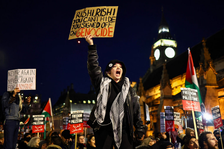 Protesters in London call for a ceasefire in the Israel-Hamas war.