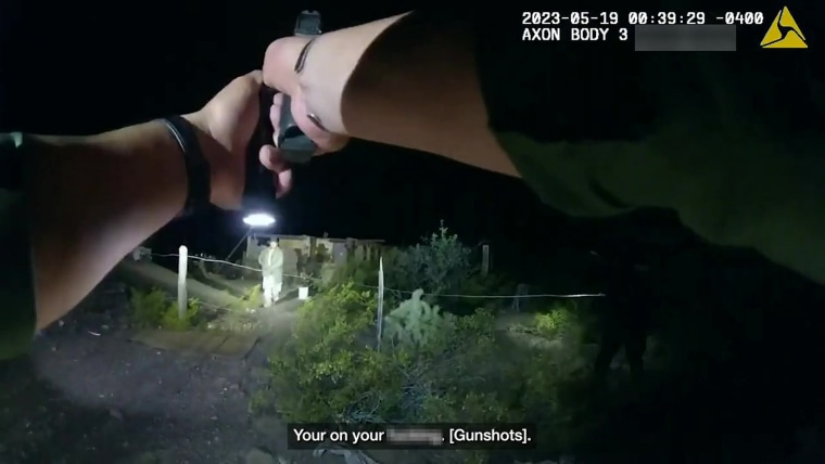 An image from Border Patrol agent bodycam footage showing Raymond Mattia fumbling in his pocket just moments before his death.