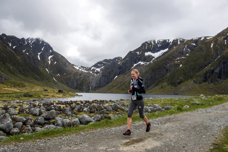 Joasia Zakrzewski competes in "The Arctic Triple - Lofoten Ultra-Trail" in Svolvaer, Norway.