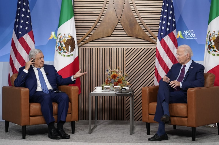President Joe Biden meets with Mexican President Andres Manuel Lopez Obrador at the APEC summit, Friday, Nov. 17, 2023, in San Francisco. 