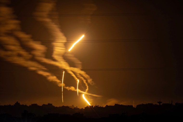 Flares launched by Israeli forces above the Gaza Strip on Nov. 17, 2023.