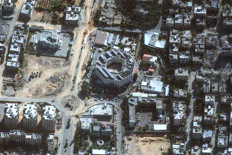 Damage around the Indonesian Hospital in Beit Lahia in the Gaza Strip on Nov. 12, 2023. 