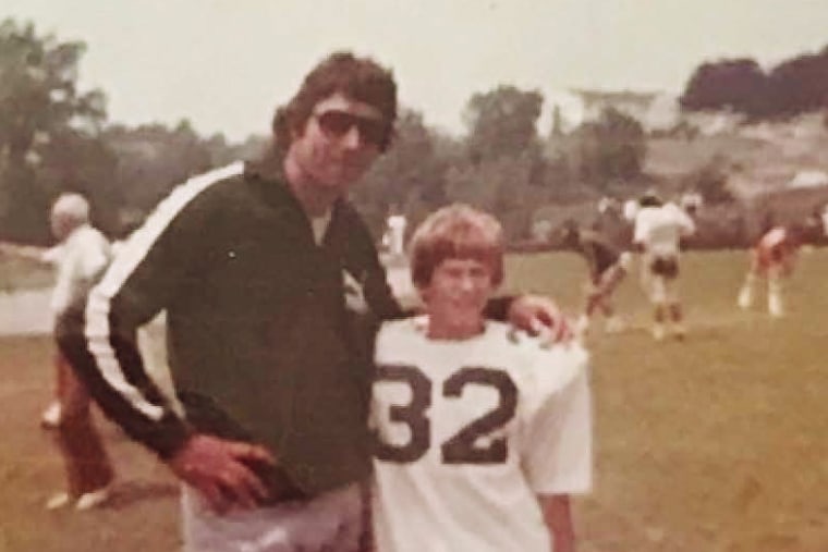 Joe Namath and Philip Lyle Smith at one of Namath’s football camps.