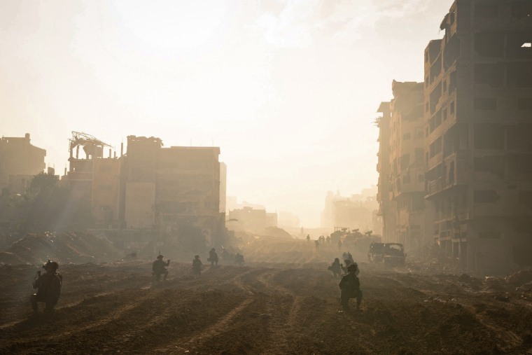 Israeli soldiers during an operation in the Zeitoun district of the southern part of the Gaza Strip on Nov. 20, 2023.
