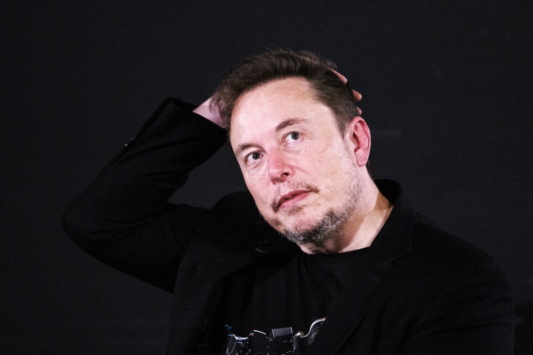 Elon Musk speaks during a visit to London.