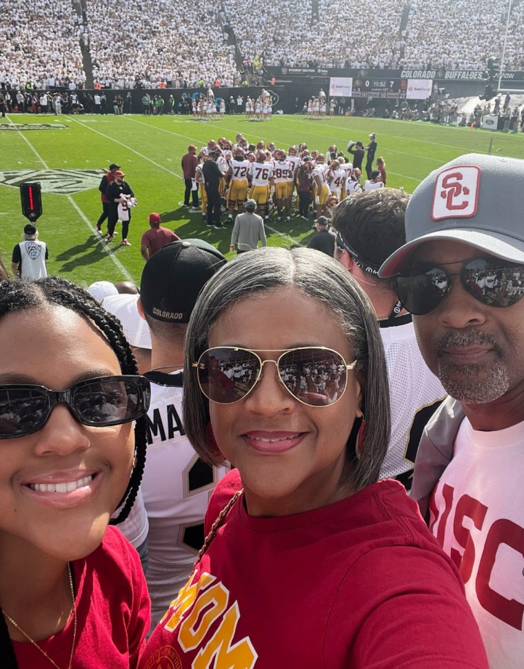 Kennedy, Kim and Derrick Bell at USC vs. Colorado game.