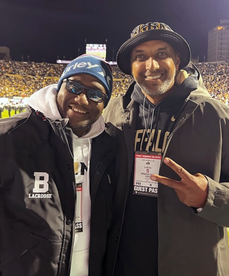 Alvin McBorrough and Yemane Gebre-Michael at the Stanford-Colorado game in Boulder, Colo., on Oct. 13.