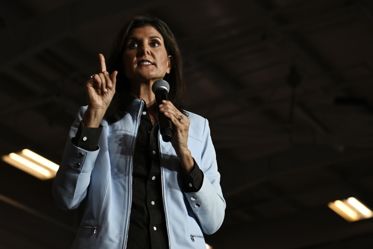 Republican presidential candidate Nikki Haley holds a Town Hall campaign event in US