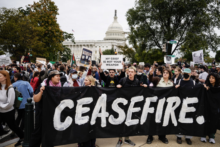 Protesters Hold A Rally Outside The U.S. Capitol Building Calling For A Ceasefire In Mideast War
