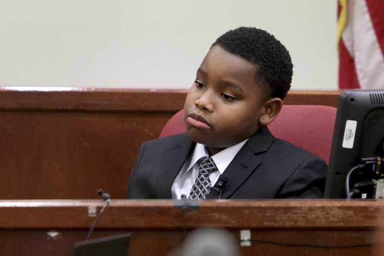 Zion Carr, 11, testifies during the murder trial of former police officer Aaron Dean on Dec. 5, 2022, in Fort Worth, Texas. 