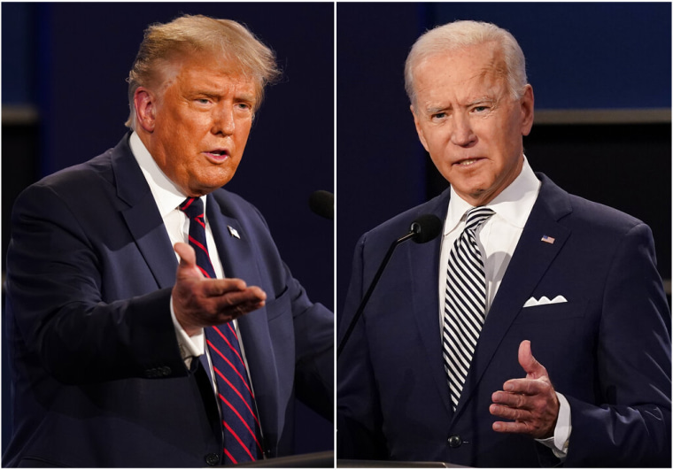 Donald Trump y Joe Biden, durante el debate presidencial del 29 de septiembre de 2020 en Cleveland, Ohio.
