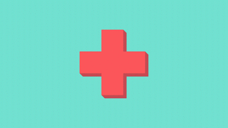 Ilustración animada de una cruz roja de salud que se multiplica