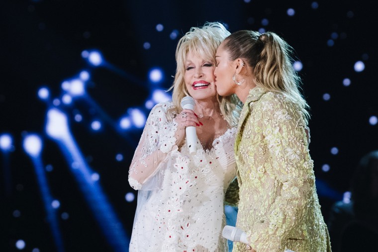 Dolly Parton and Miley Cyrus perform onstage at the 61st annual GRAMMY Awards at Staples Center on February 10, 2019 in Los Angeles, California. 