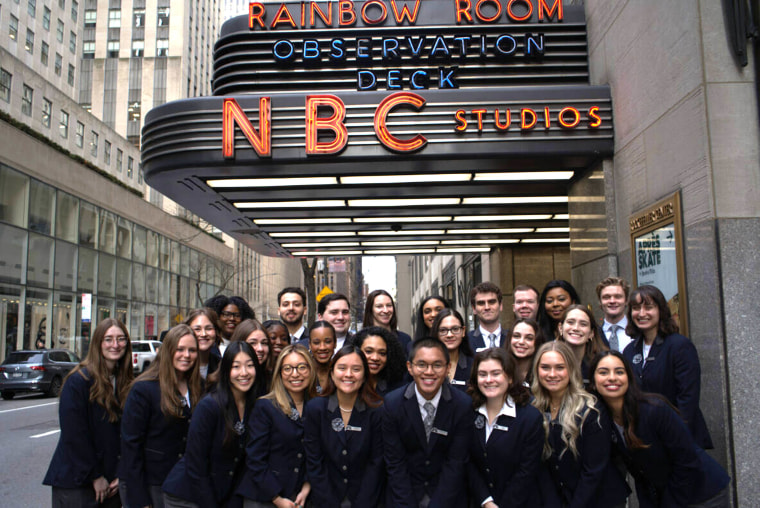 NBC pages pose outside of 30 Rock