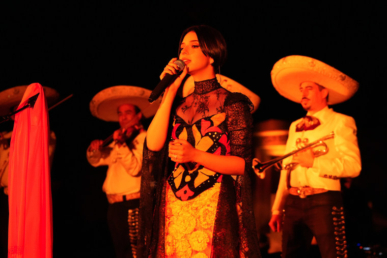 Ángela Aguilar performs onstage during Carlos Eric Lopez’s third annual Día de Muertos Celebration at Hollywood Forever on Nov. 1, 2023 in Hollywood.