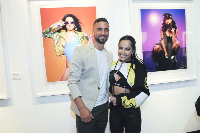Sebastian Lletget and Becky G attend the 2000s Exhibition opening at Mouche Gallery, on June 14, 2018 in Los Angeles.