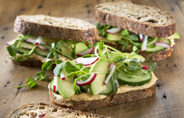 Vegetable Sandwich's on a Rustic Wood Background.