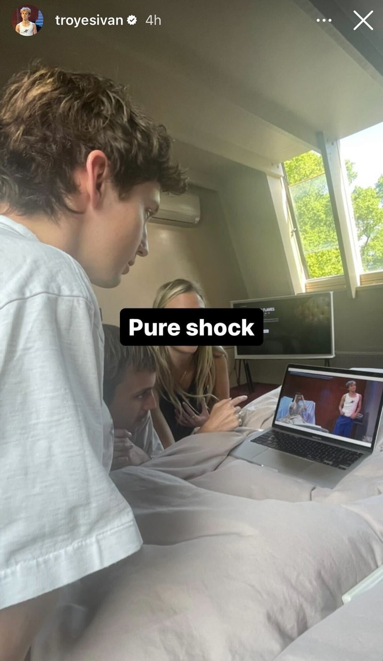 Troye Sivan shared his real-time reaction to the sketch on social media.