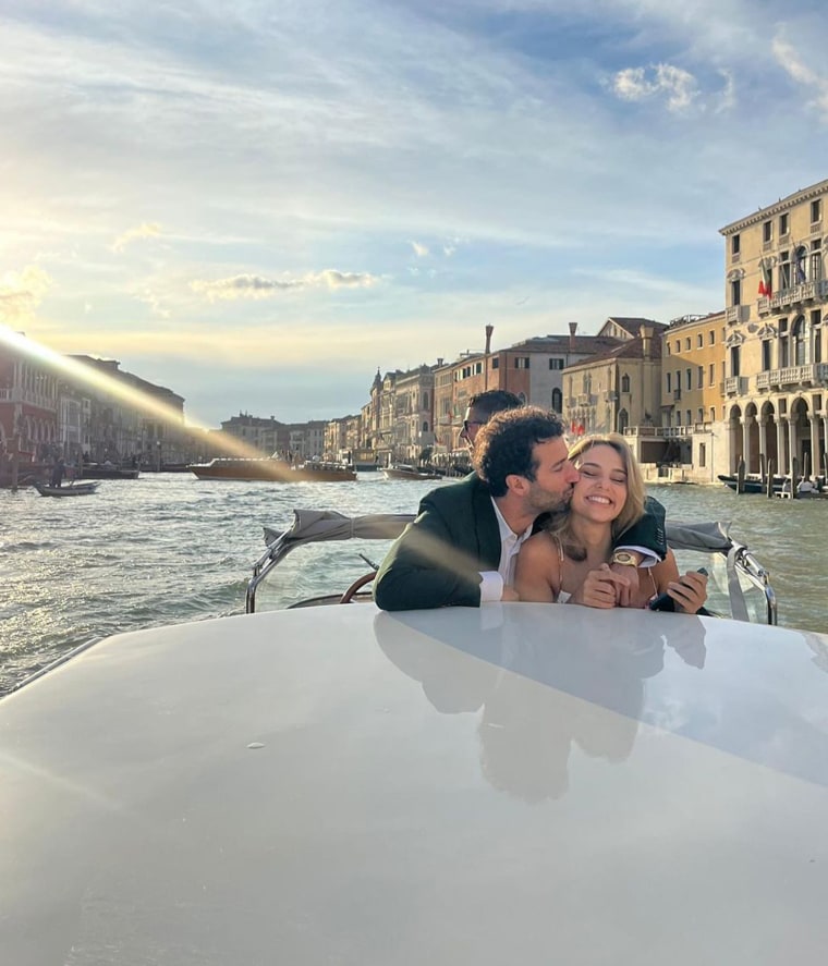 Daniel Ricciardo and Heidi Berger enjoy a romantic boat ride.