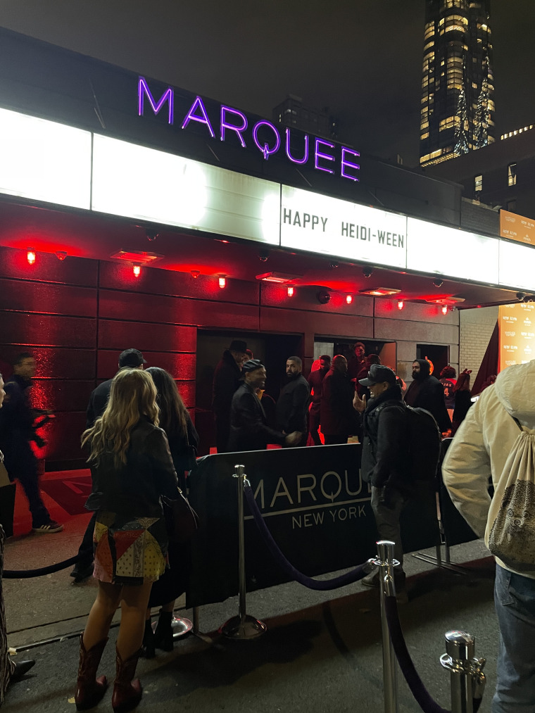 The Marquee nightclub Marquee, which says "HAPPY HEIDI-WEEN"