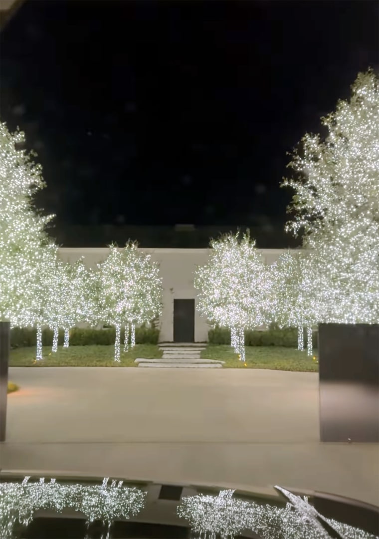 The exterior of Kardashian's home at the 2023 holiday season.