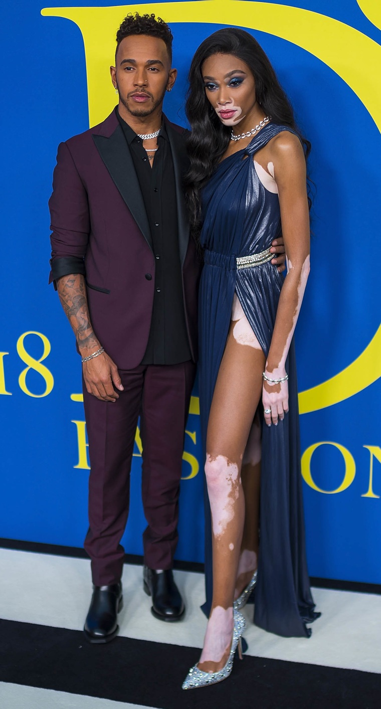 Lewis Hamilton and Winnie Harlow in 2018.