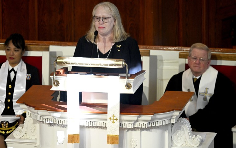 Amy Carter speaks during a tribute service for former US First Lady Rosalynn Carter