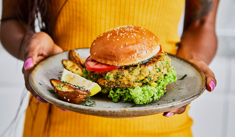 Vegan burger on a plate