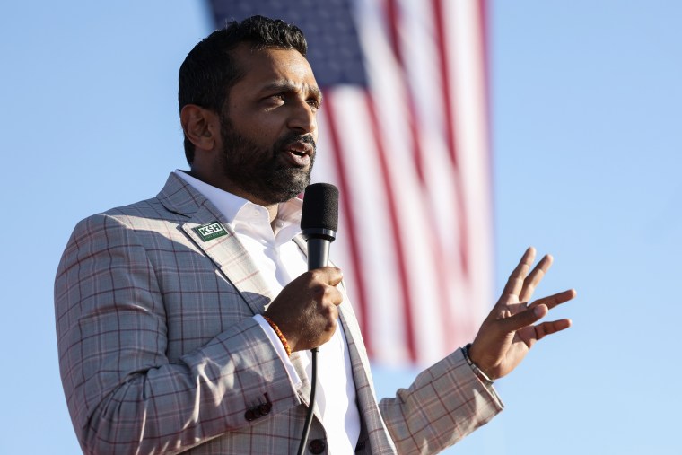 Former Chief of Staff to the Department of Defense Kash Patel speaks during a campaign rally in Minden, Nevada on Oct. 8, 2022. 