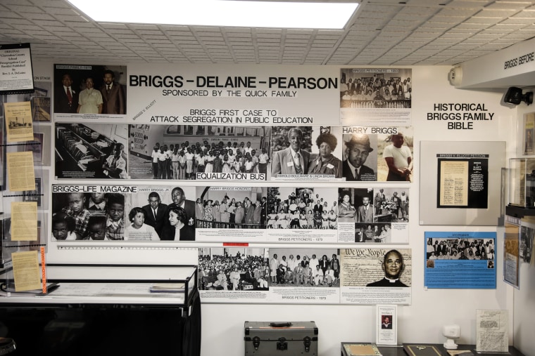 A display on the case that spurred the end of legal segregation in the United States at Cecil Williams' museum, the only civil rights museum in the state, in Orangeburg, S.C. on Dec. 12, 2023. 