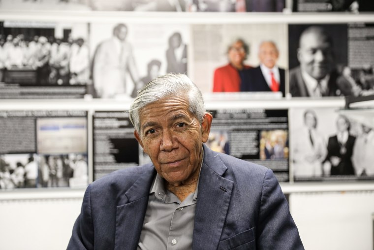 Civil rights photographer Cecil Williams sits in front of some of the displays he created in the only civil rights museum in   Orangeburg, South Carolina on Dec. 12, 2023.