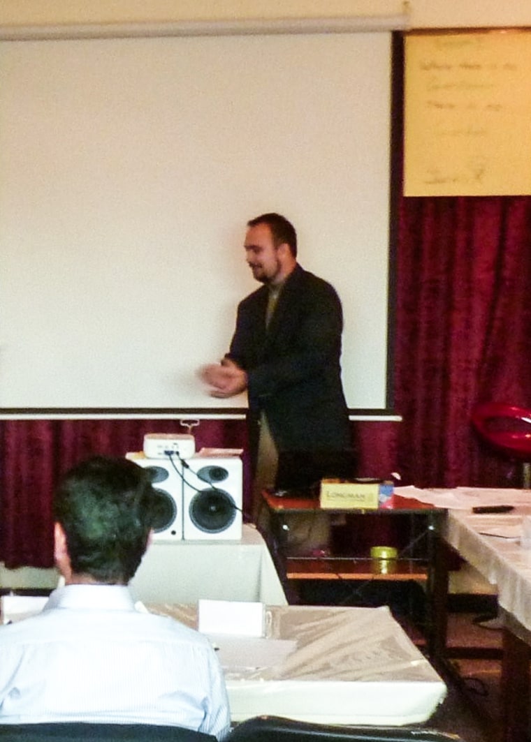 Ryan Corbett teaching a course on leadership in the summer of 2015 in Kabul, Afghanistan.