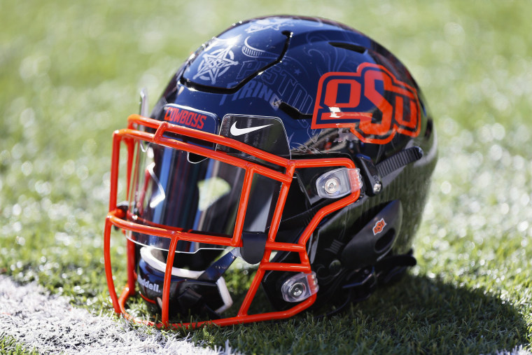 Image: An Oklahoma State Cowboys helmet
