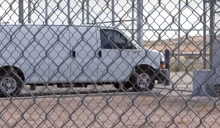 A prison transport van.