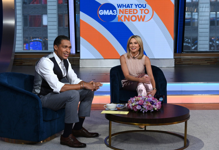 Image: TJ Holmes and Amy Robach on the set of Good Morning America in 2021.