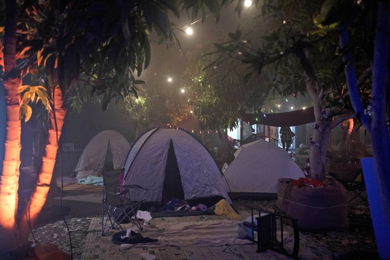 Festivalgoers tents are displayed at the 06:29 memorial, an immersive look at the Nova music festival that was the site of a massacre by Hamas near the Gaza border in southern Israel, in Tel Aviv, Israel, Wednesday, Dec. 6, 2023. 