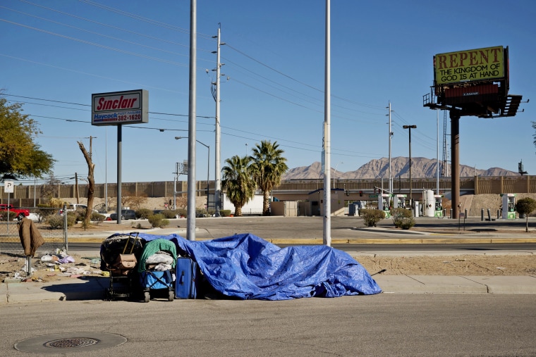People’s belongings near the site of shooting on December 5, 2023 in Las Vegas.