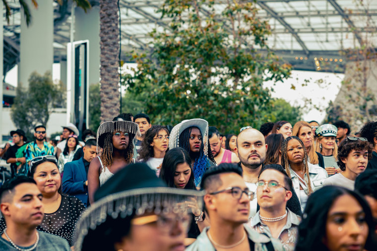 Fans stand in line at Beyoncé's Renaissance World Tour on Friday, Sept. 1, 2023 in Inglewood, Calif.