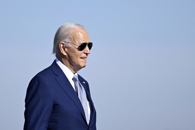 President Joe Biden walks to board Air Force One at Joint Base Andrews.