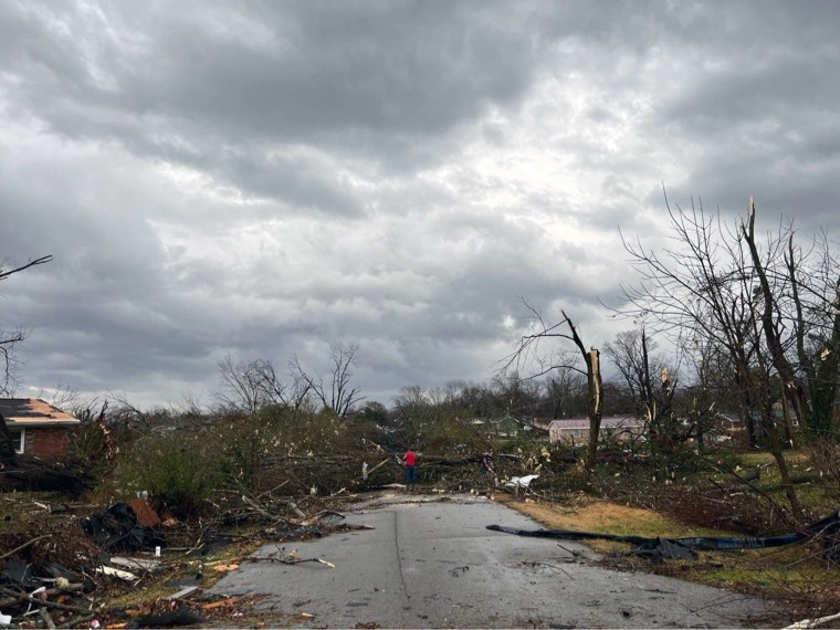 Image: Homes damaged by a possible tornado