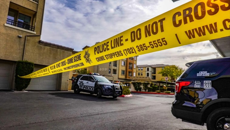 Las Vegas police respond to a shooting that left multiple people dead on Dec. 11, 2023.